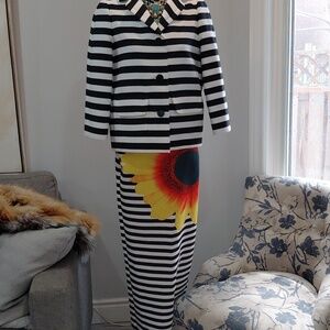 kate spade Black and White Striped Blazer